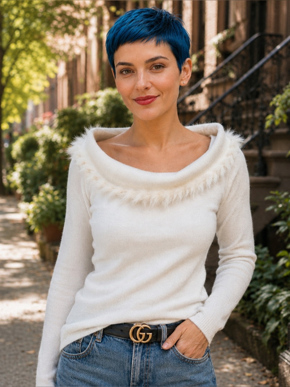 Lilly Pulitzer Alira Faux Fur Trim Off Shoulder Sweater XS Ivory Cashmere Blend
